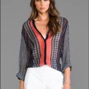 Sanctuary Scarf Print Cafe Blouse XS